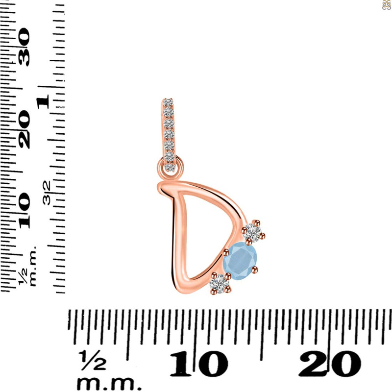 Aquamarine & White Topaz Alphabet D Pendant AQM-RDA-82.