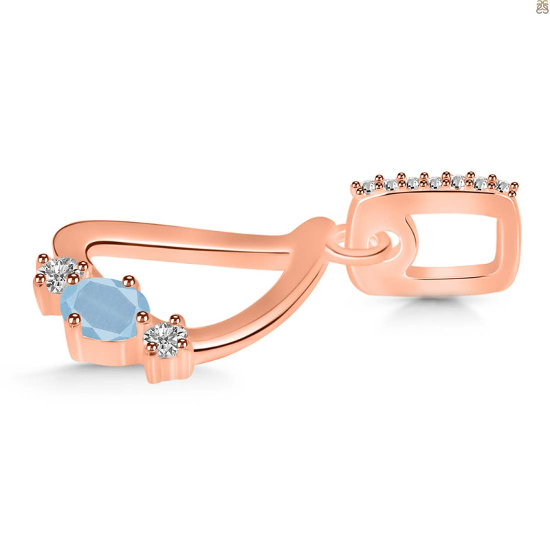 Aquamarine & White Topaz Alphabet D Pendant AQM-RDA-82.