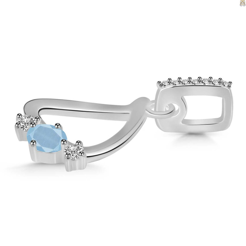 Aquamarine & White Topaz Alphabet D Pendant