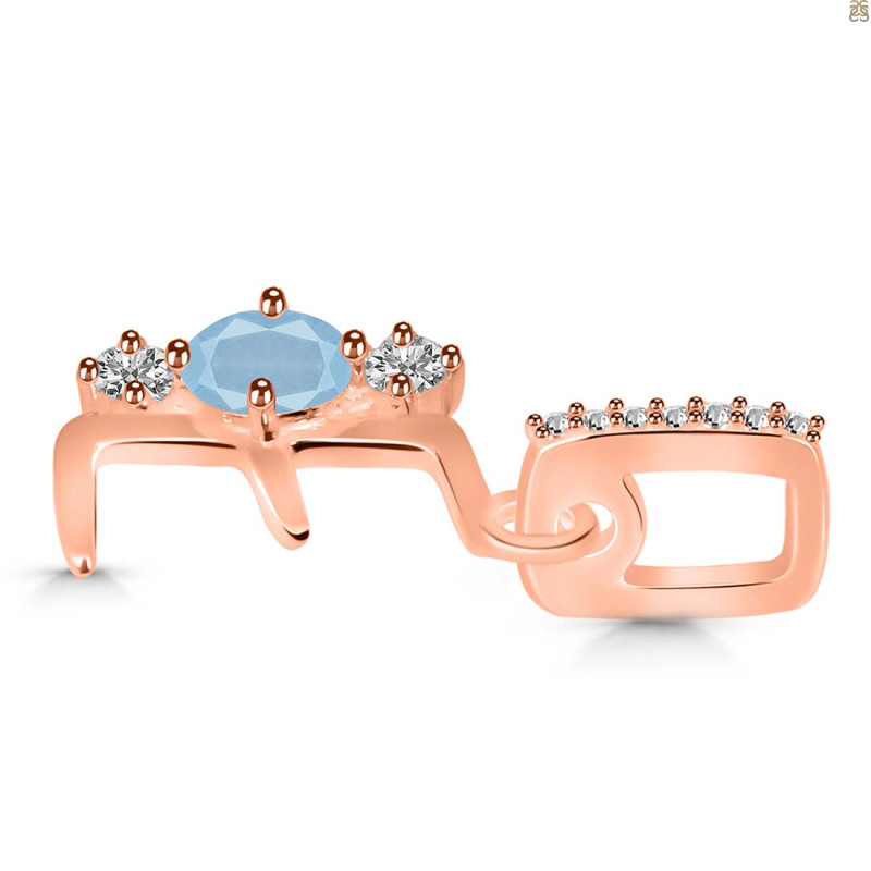 Aquamarine & White Topaz Alphabet E Pendant AQM-RDA-83.