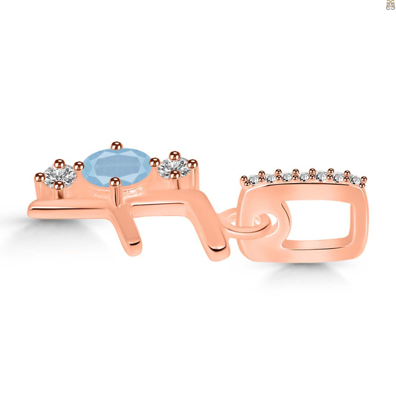 Aquamarine & White Topaz Alphabet F Pendant AQM-RDA-84.