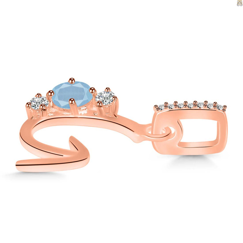 Aquamarine & White Topaz Alphabet G Pendant AQM-RDA-85.