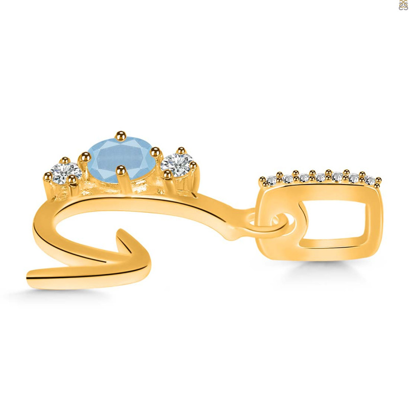 Aquamarine & White Topaz Alphabet G Pendant AQM-RDA-85.