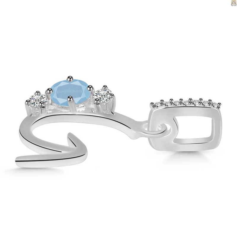 Aquamarine & White Topaz Alphabet G Pendant AQM-RDA-85.