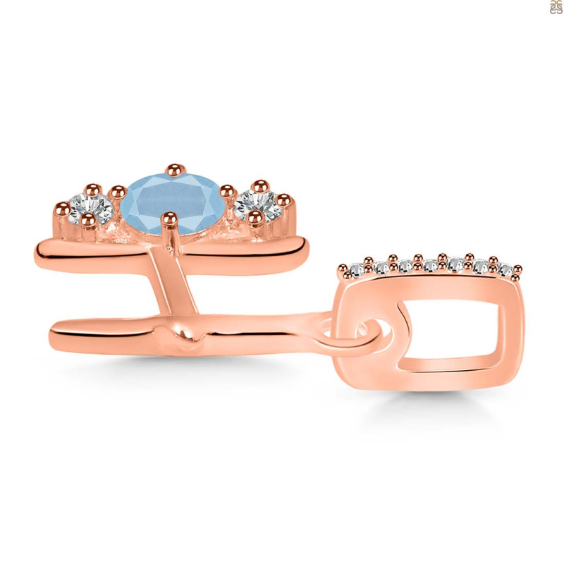 Aquamarine & White Topaz Alphabet H Pendant AQM-RDA-86.