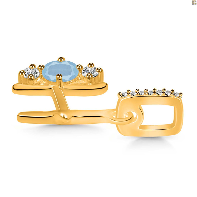 Aquamarine & White Topaz Alphabet H Pendant AQM-RDA-86.