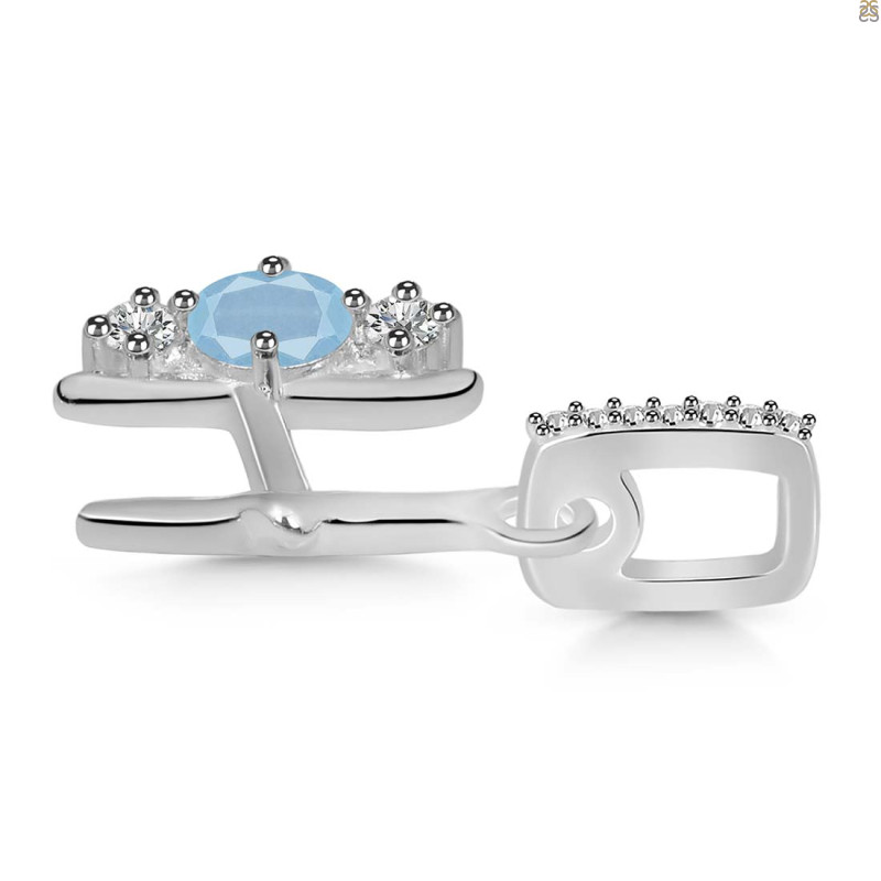 Aquamarine & White Topaz Alphabet H Pendant