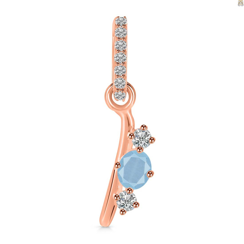 Aquamarine & White Topaz Alphabet I Pendant AQM-RDA-87.