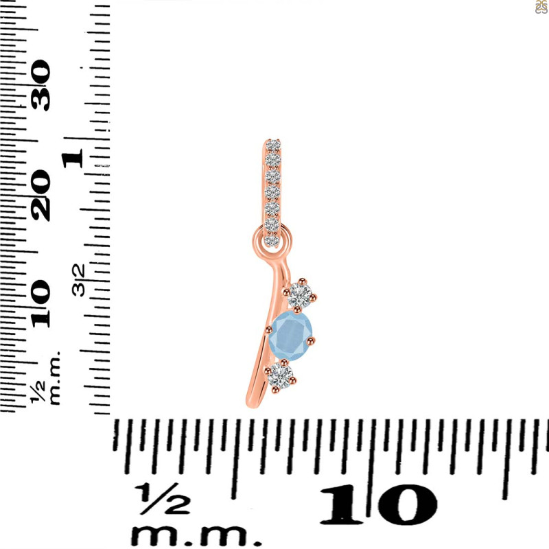 Aquamarine & White Topaz Alphabet I Pendant AQM-RDA-87.
