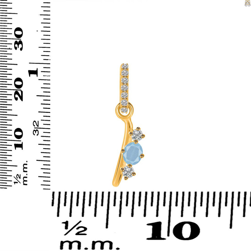 Aquamarine & White Topaz Alphabet I Pendant AQM-RDA-87.
