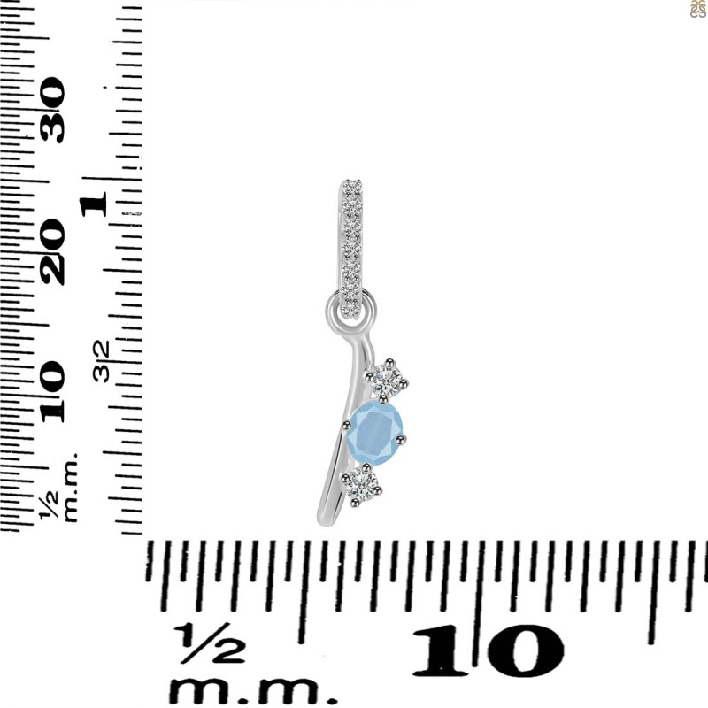 Aquamarine & White Topaz Alphabet I Pendant AQM-RDA-87.