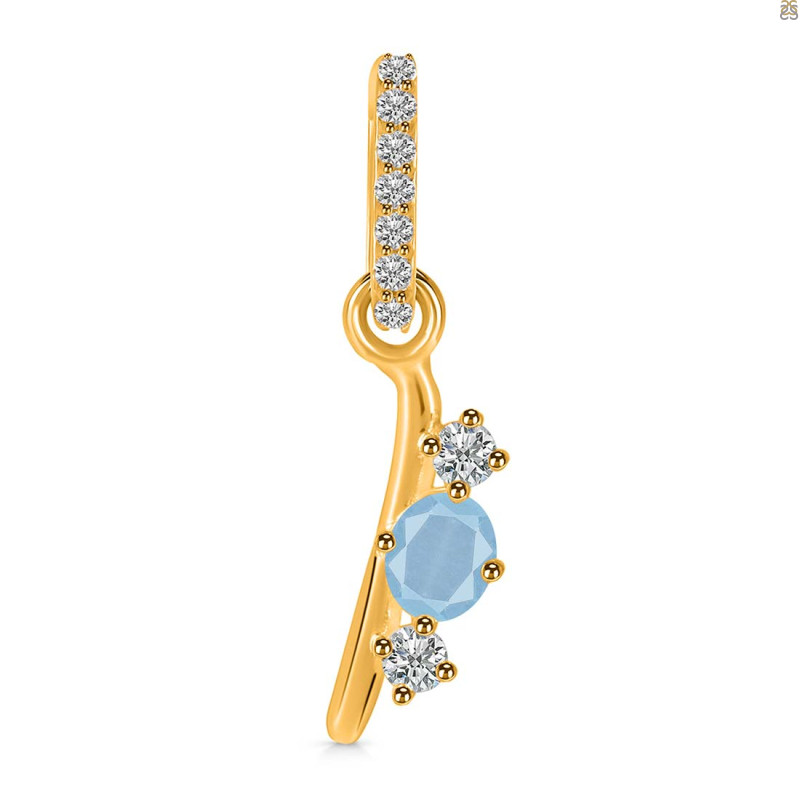 Aquamarine & White Topaz Alphabet I Pendant AQM-RDA-87.