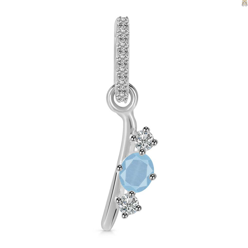 Aquamarine & White Topaz Alphabet I Pendant AQM-RDA-87.