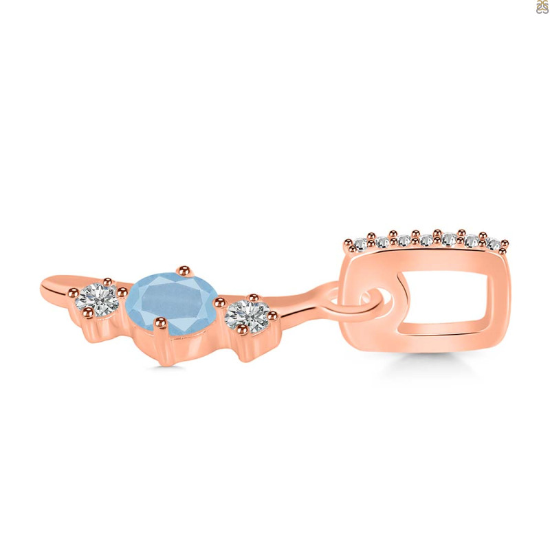 Aquamarine & White Topaz Alphabet I Pendant AQM-RDA-87.