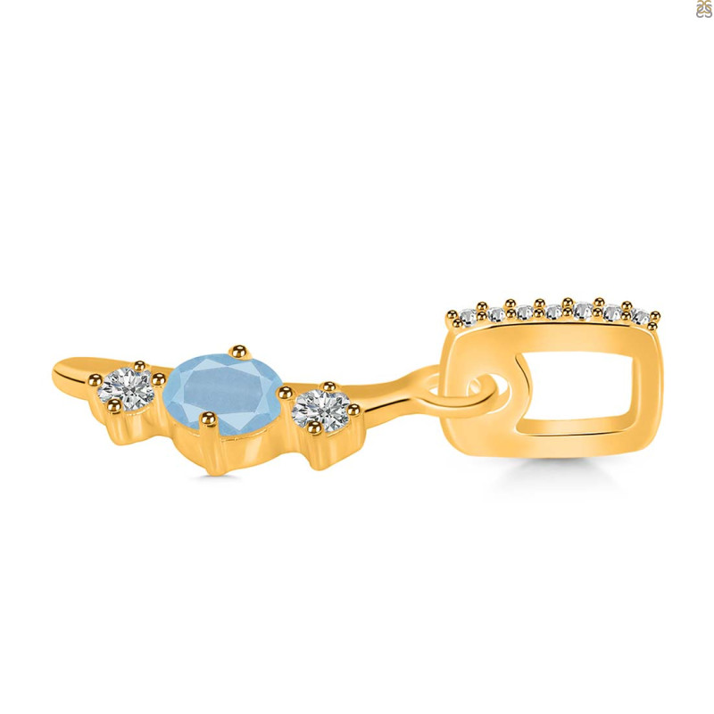 Aquamarine & White Topaz Alphabet I Pendant AQM-RDA-87.