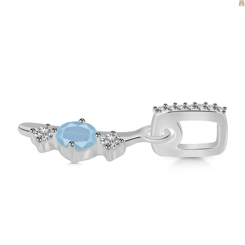 Aquamarine & White Topaz Alphabet I Pendant AQM-RDA-87.