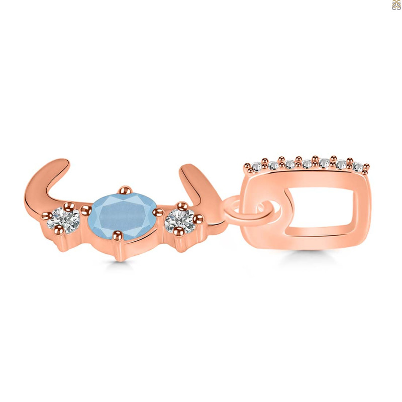 Aquamarine & White Topaz Alphabet J Pendant AQM-RDA-88.