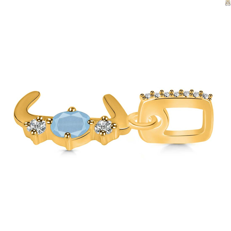 Aquamarine & White Topaz Alphabet J Pendant AQM-RDA-88.