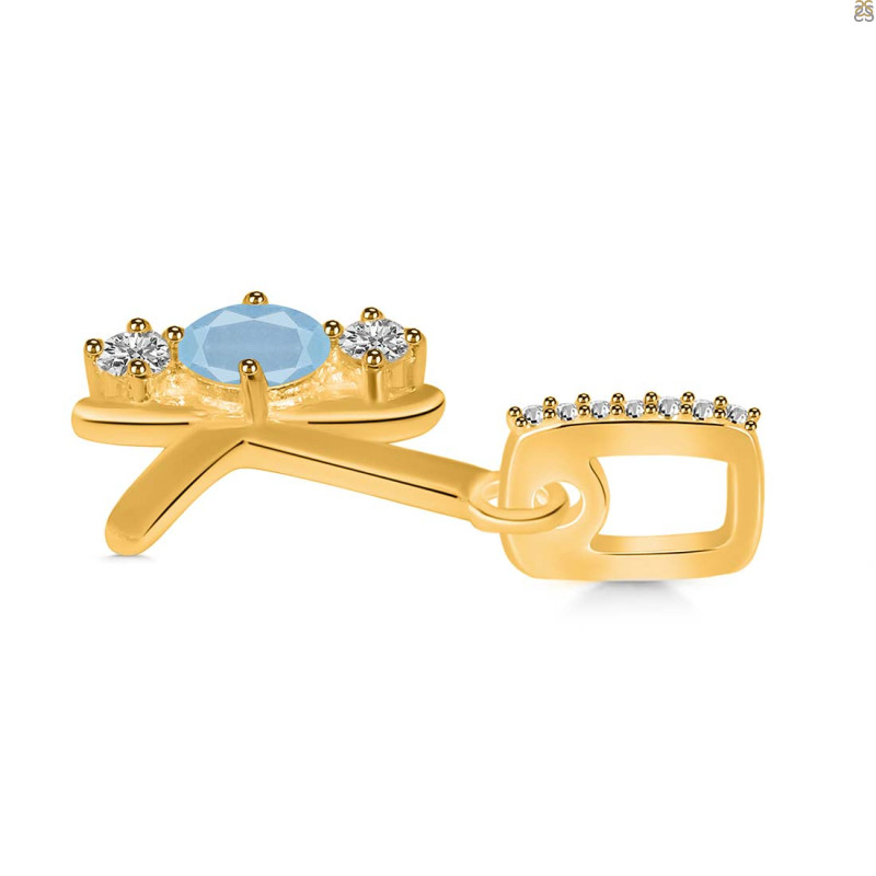 Aquamarine & White Topaz Alphabet K Pendant AQM-RDA-89.