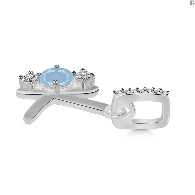 Aquamarine & White Topaz Alphabet K Pendant