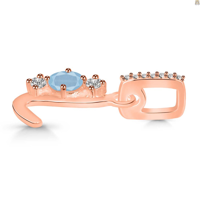 Aquamarine & White Topaz Alphabet L Pendant AQM-RDA-90.
