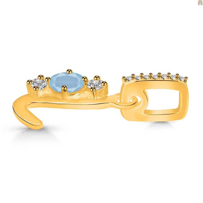 Aquamarine & White Topaz Alphabet L Pendant AQM-RDA-90.