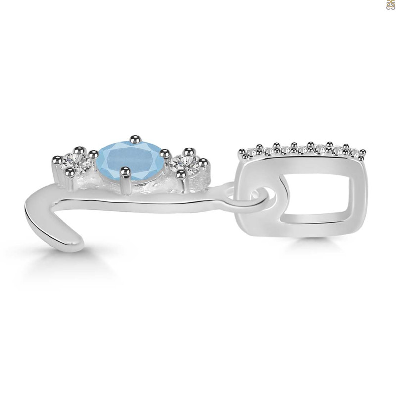 Aquamarine & White Topaz Alphabet L Pendant