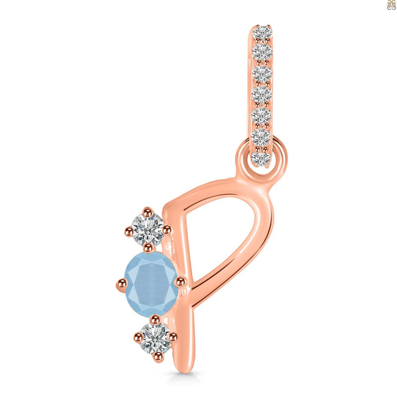 Aquamarine & White Topaz Alphabet P Pendant AQM-RDA-94.