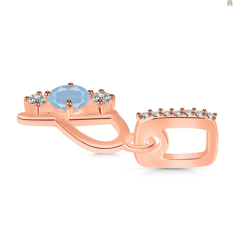Aquamarine & White Topaz Alphabet P Pendant AQM-RDA-94.