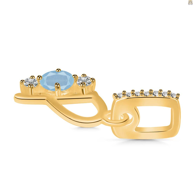 Aquamarine & White Topaz Alphabet P Pendant AQM-RDA-94.