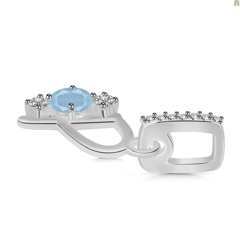 Aquamarine & White Topaz Alphabet P Pendant