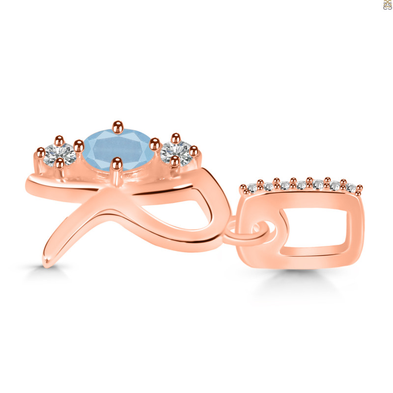 Aquamarine & White Topaz Alphabet R Pendant AQM-RDA-96.