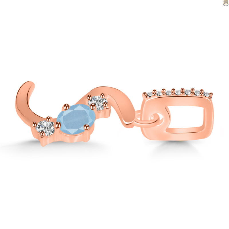 Aquamarine & White Topaz Alphabet S Pendant AQM-RDA-97.