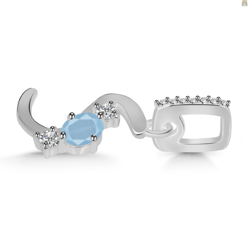 Aquamarine & White Topaz Alphabet S Pendant