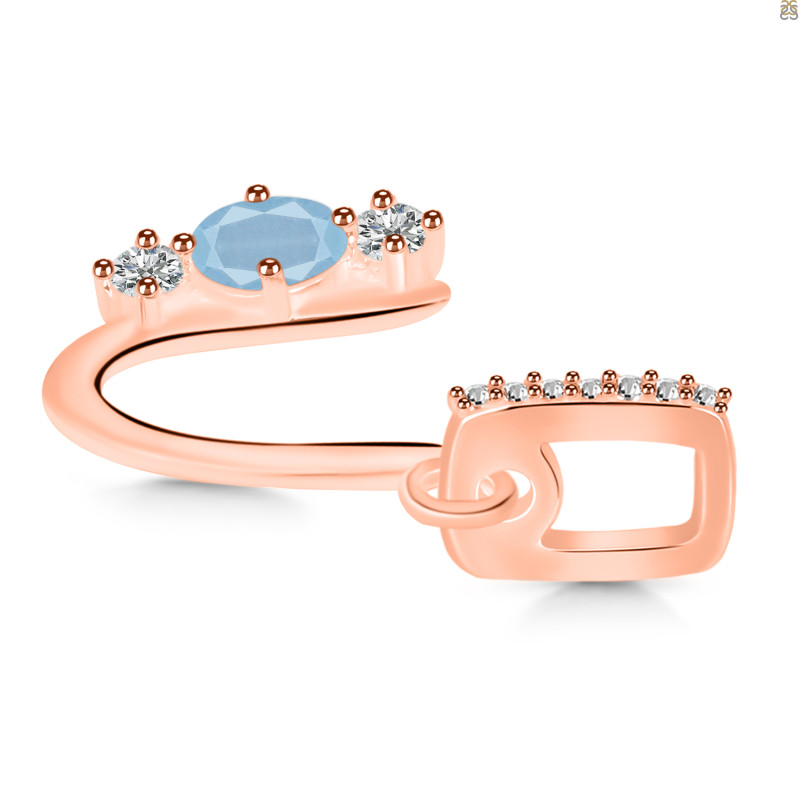 Aquamarine & White Topaz Alphabet U Pendant AQM-RDA-99.