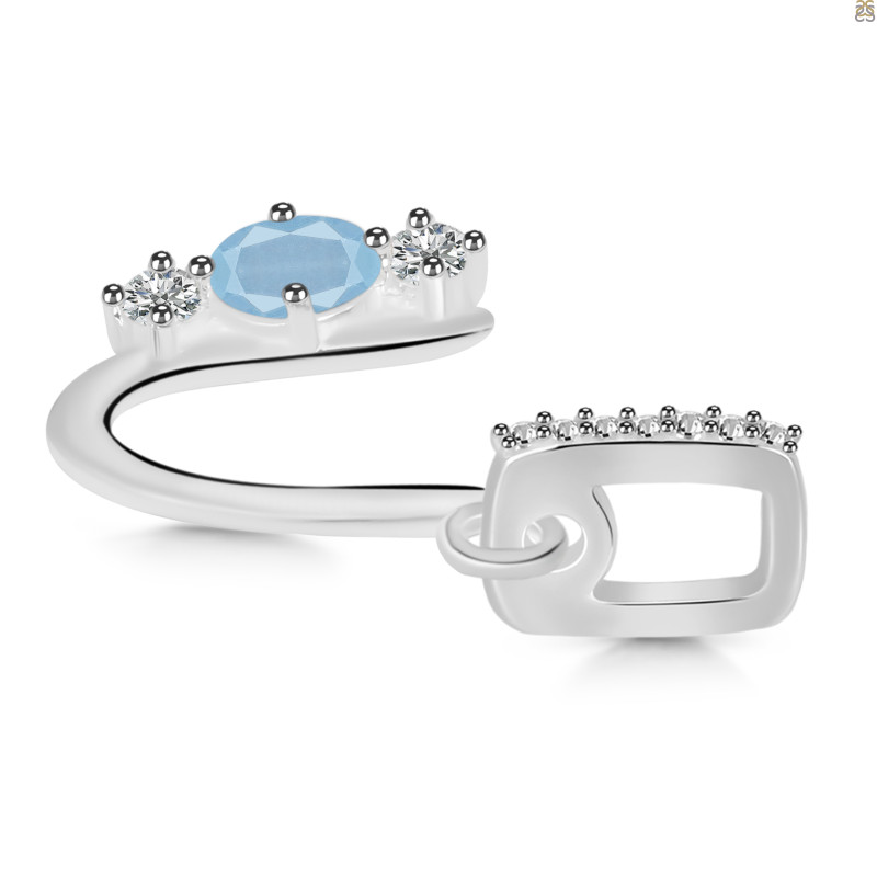 Aquamarine & White Topaz Alphabet U Pendant AQM-RDA-99.