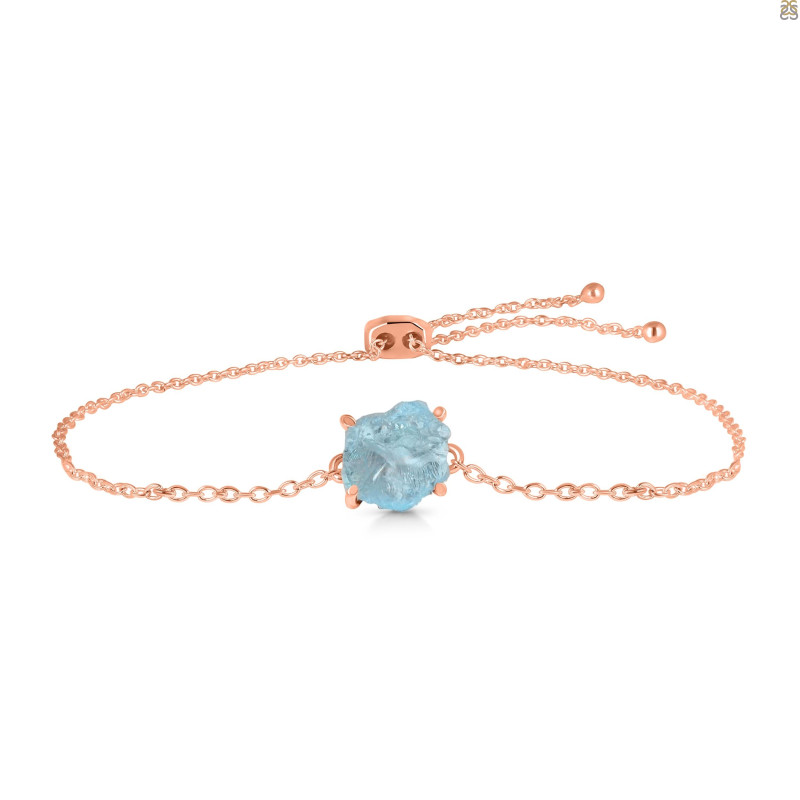 Aquamarine Raw Crystal Bracelet With Adjustable Camera Lock AQM-RB-200-CAMERA-LOCK.