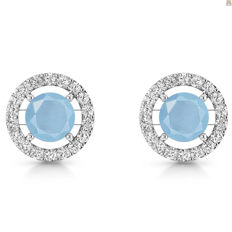 Aquamarine & White Topaz Stud Earring AQM-RDE-1003.