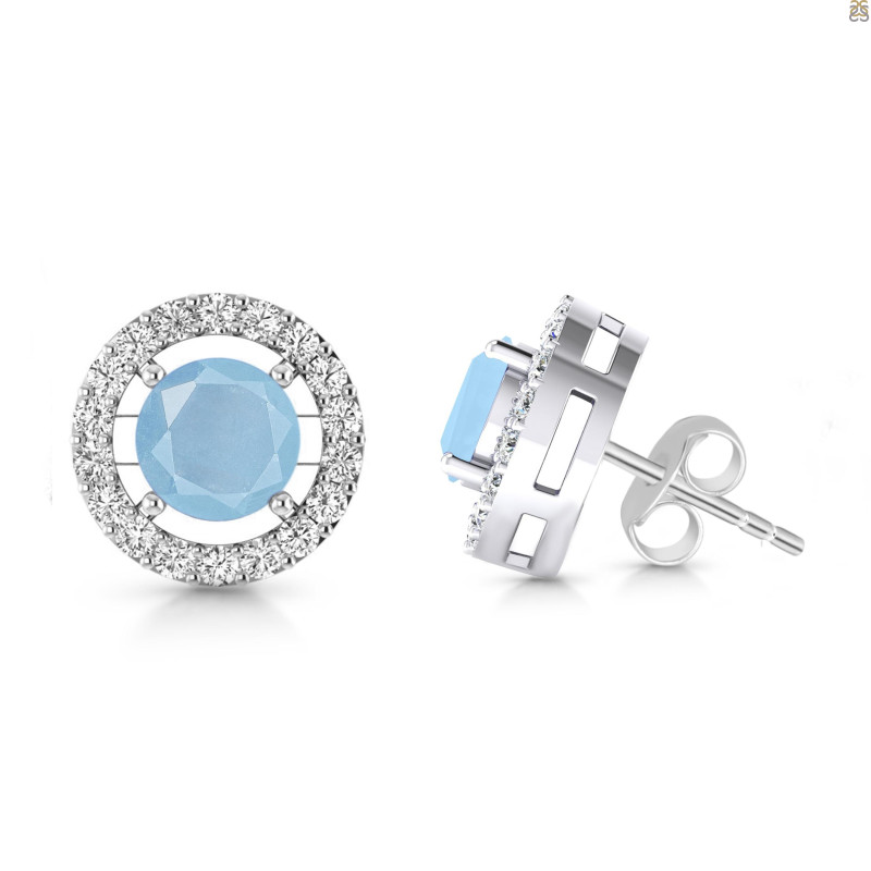 Aquamarine & White Topaz Stud Earring