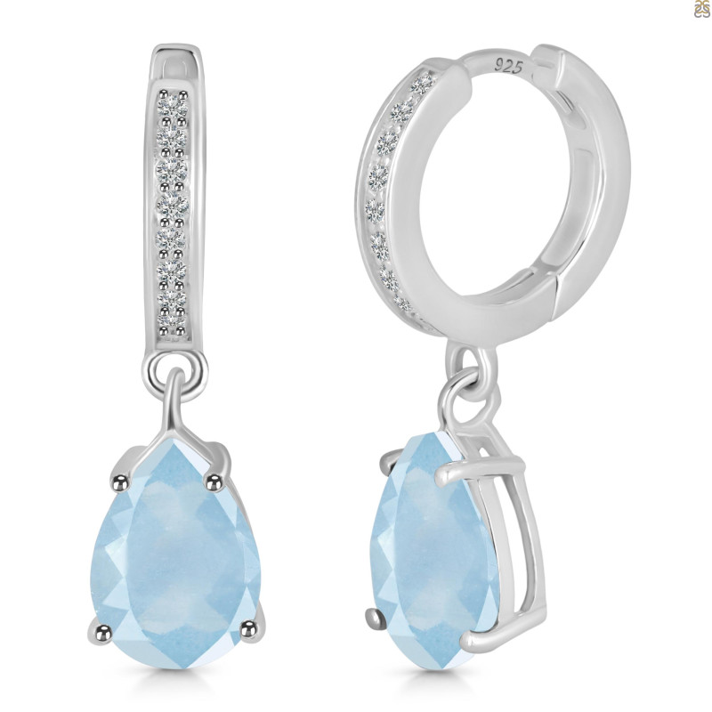 Aquamarine & White Topaz Hoop Earring