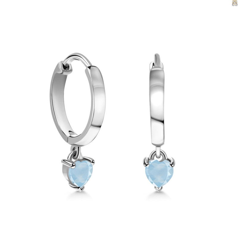 Aquamarine Heart Hoop Earring AQM-RDE-1231.