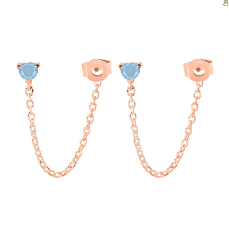 Aquamarine Chain Stud Earring AQM-RDE-1235.