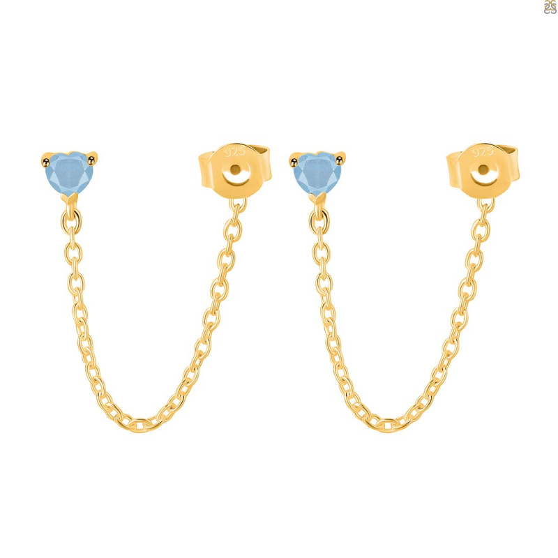 Aquamarine Chain Stud Earring AQM-RDE-1235.