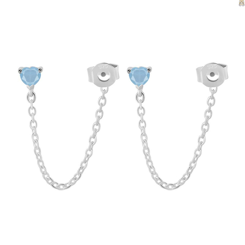 Aquamarine Chain Stud Earring AQM-RDE-1235.