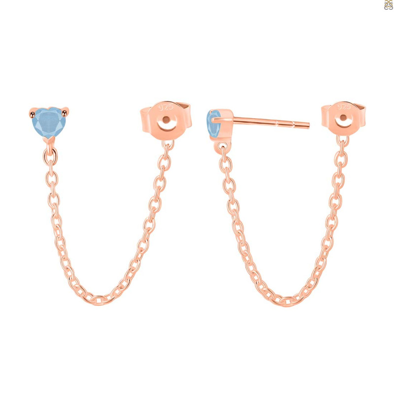 Aquamarine Chain Stud Earring AQM-RDE-1235.