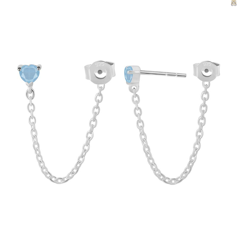Aquamarine Chain Stud Earring