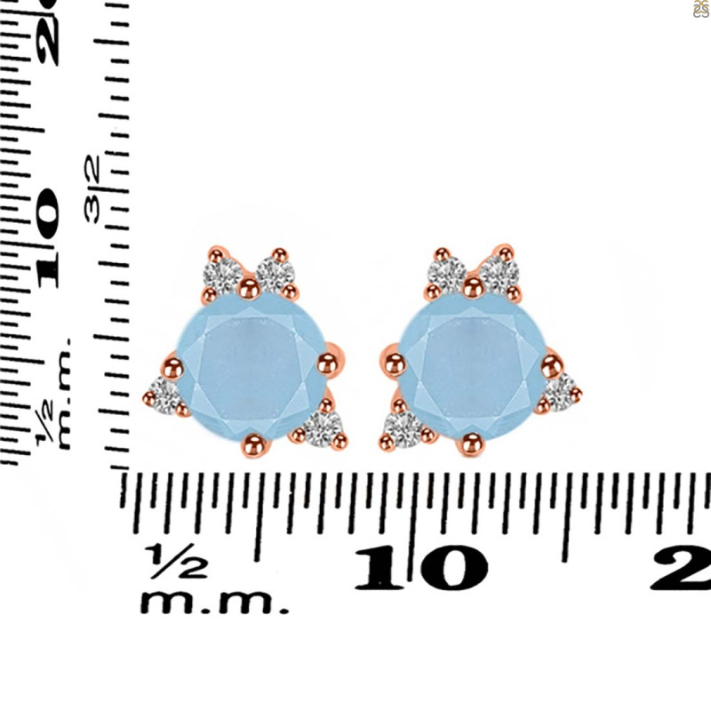 Aquamarine & White Topaz Stud Earring AQM-RDE-1260.