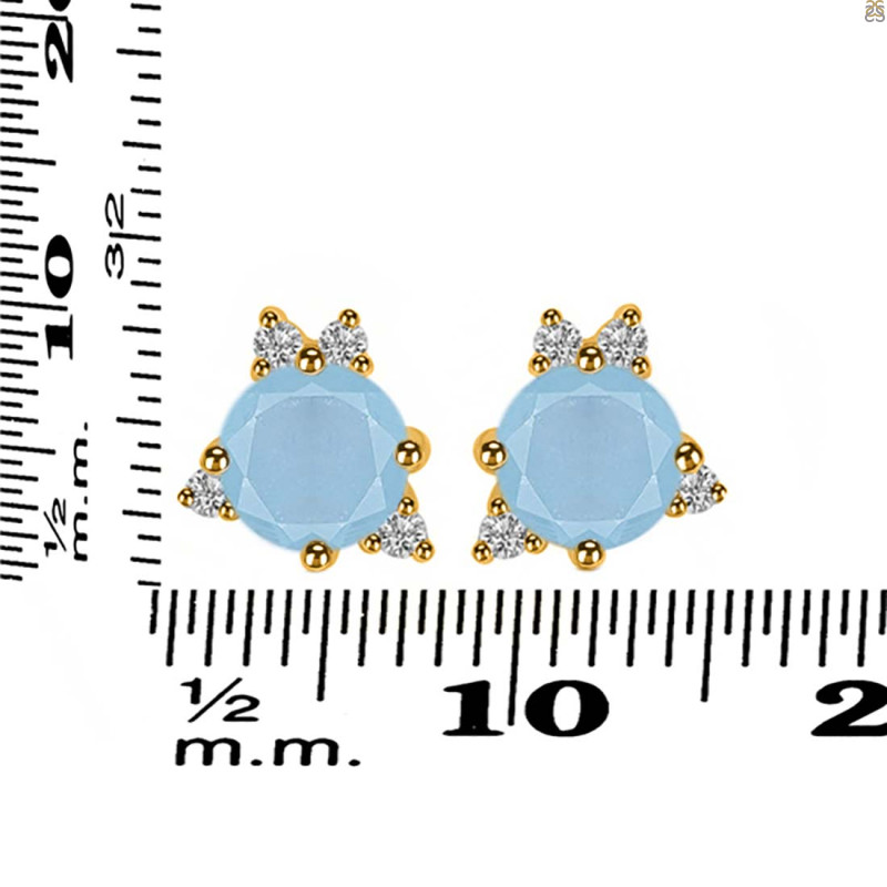 Aquamarine & White Topaz Stud Earring AQM-RDE-1260.