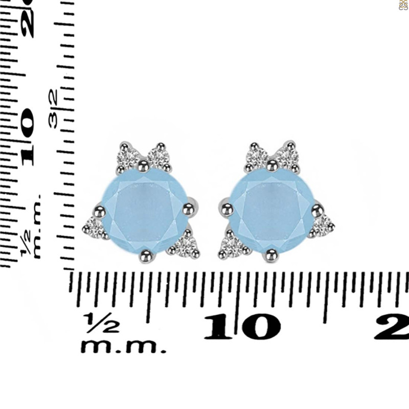 Aquamarine & White Topaz Stud Earring AQM-RDE-1260.
