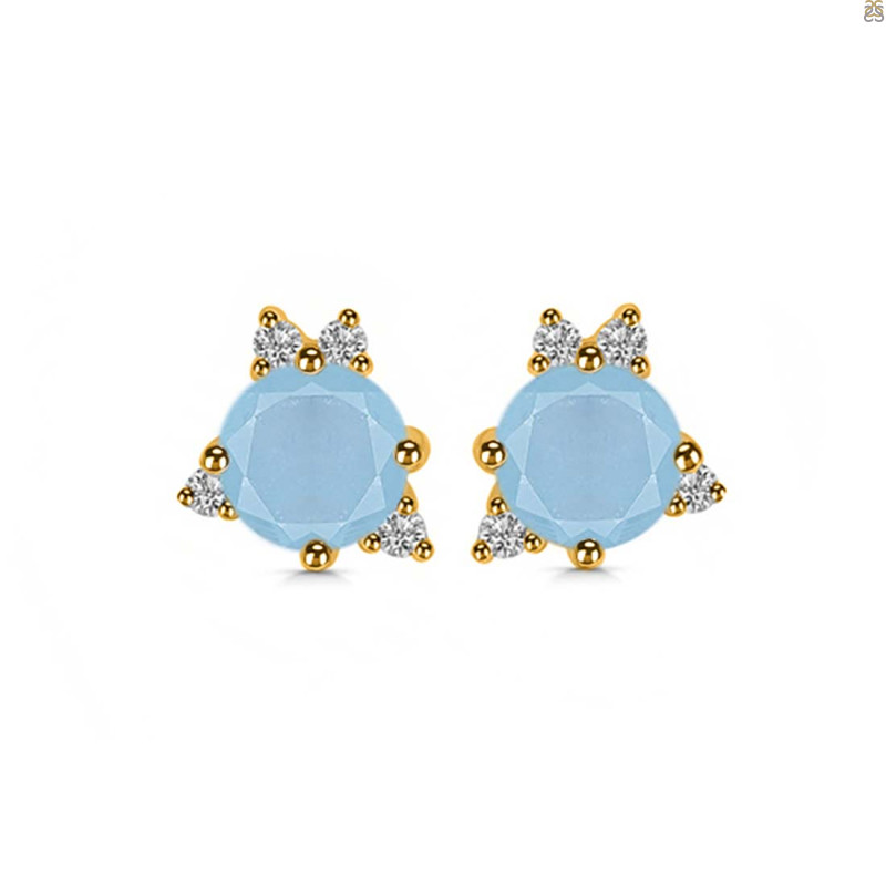 Aquamarine & White Topaz Stud Earring AQM-RDE-1260.
